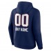 New England Patriots Navy Personalized Name & Number Team Wordmark Pullover Hoodie