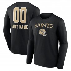 Футболка с длинным рукавом New Orleans Saints Personalized Name & Number Team Wordmark - Black
