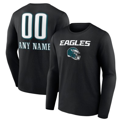 Футболка с длинным рукавом Philadelphia Eagles Personalized Name & Number Team Wordmark - Black