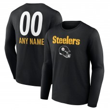 Футболка с длинным рукавом Pittsburgh Steelers Personalized Name & Number Team Wordmark - Black