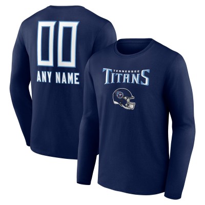 Футболка с длинным рукавом Tennessee Titans Personalized Name & Number Team Wordmark - Navy