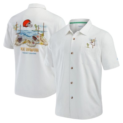 Рубашка с коротким рукавом Cleveland Browns Tommy Bahama Tide Breaker IslandZone Camp - White