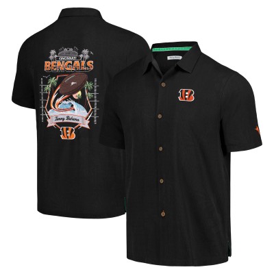 Рубашка с коротким рукавом Cincinnati Bengals Tommy Bahama Tidal Kickoff Camp - Black