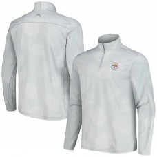 Pittsburgh Steelers Tommy Bahama Gray Delray Frond IslandZone Half-Zip Sweatshirt Pittsburgh Steelers Tommy Bahama Gray Delray Frond IslandZone Half-Zip Sweatshirt