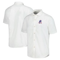 New England Patriots Tommy Bahama White Sport Coconut Point Palm Vista IslandZone Button-Up Camp Shirt