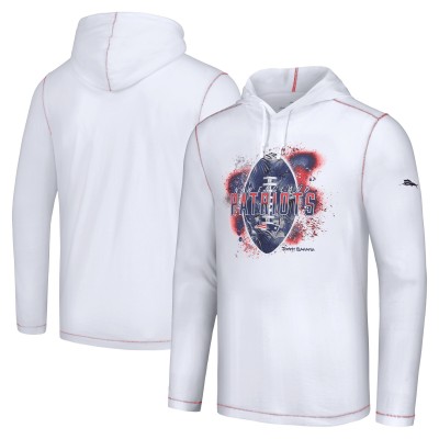 New England Patriots Tommy Bahama White Graffiti Touchdown Pullover Hoodie