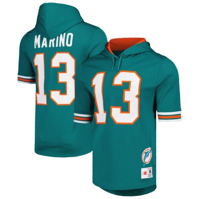 Miami Dolphins Dan Marino Mitchell & Ness Aqua Retired Player Name & Number Mesh Hoodie T-Shirt