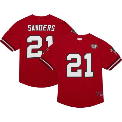 Футболка Deion Sanders Atlanta Falcons Mitchell & Ness Retired Player Name & Number Mesh - Red
