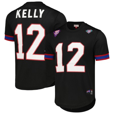 Футболка Jim Kelly Buffalo Bills Mitchell & Ness Retired Player Name & Number Mesh - Black