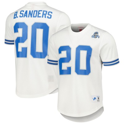 Detroit Lions Barry Sanders Mitchell & Ness White Retired Player Name & Number Mesh Top