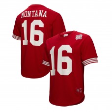 San Francisco 49ers Joe Montana Mitchell & Ness Scarlet Retired Player Name & Number Mesh Top