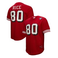 San Francisco 49ers Jerry Rice Mitchell & Ness Scarlet Retired Player Name & Number Mesh Top