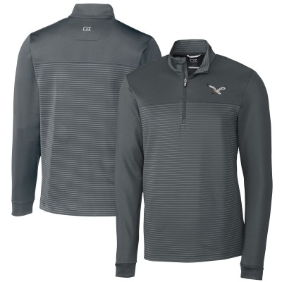 Philadelphia Eagles Cutter & Buck Traverse Stripe Stretch Quarter-Zip Pullover - Gray