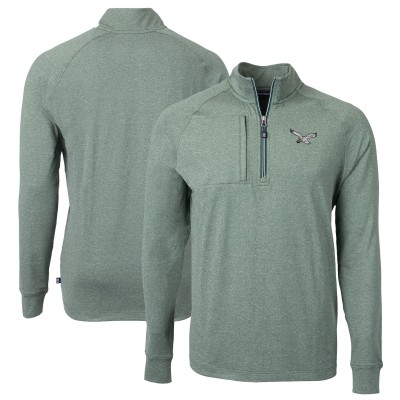 Philadelphia Eagles Cutter & Buck Adapt Eco Knit Heathered Recycled Quarter-Zip Pullover - Heather Green