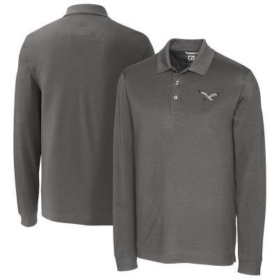 Поло с длинном рукавом Philadelphia Eagles Cutter & Buck Advantage Tri-Blend Pique - Gray