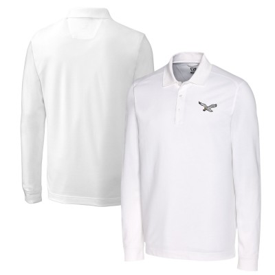 Поло с длинном рукавом Philadelphia Eagles Cutter & Buck Advantage Tri-Blend Pique - White