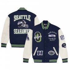Seattle Seahawks OVO x NFL College Navy Full-Snap Varsity Jacket