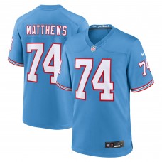 Игровая джерси Bruce Matthews Tennessee Titans Nike Oilers Throwback Retired Player Game - Light Blue