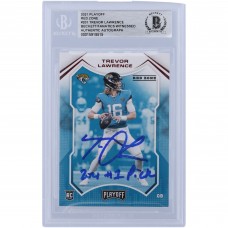 Trevor Lawrence Jacksonville Jaguars Autographed 2021 Panini Playoff Red Zone #201 Beckett Fanatics Witnessed Authenticated Rookie Card with 2021 #1 Pick Inscription