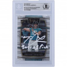 Trevor Lawrence Jacksonville Jaguars Autographed 2021 Panini Select Concourse White Ink #43 Beckett Fanatics Witnessed Authenticated Rookie Card with 2021 #1 Pick Inscription
