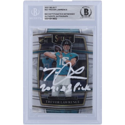 Trevor Lawrence Jacksonville Jaguars Autographed 2021 Panini Select Concourse White Ink #43 Beckett Fanatics Witnessed Authenticated Rookie Card with 2021 #1 Pick Inscription