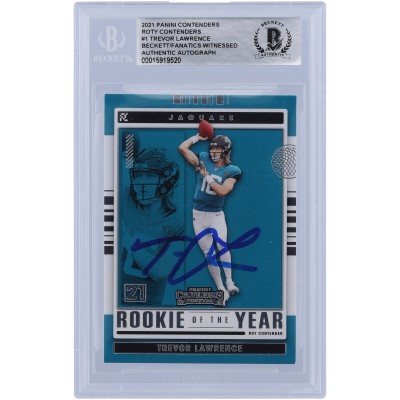 Trevor Lawrence Jacksonville Jaguars Autographed 2021 Panini Contenders ROY Contenders #ROY-TLR Beckett Fanatics Witnessed Authenticated Rookie Card