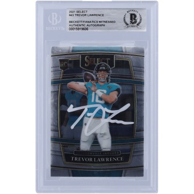 Trevor Lawrence Jacksonville Jaguars Autographed 2021 Panini Select Concourse White Ink #43 Beckett Fanatics Witnessed Authenticated Rookie Card