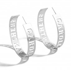 Carolina Panthers WEAR by Erin Andrews x Baublebar Silver Large Cutout Hoop Earrings