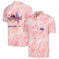 Рубашка с коротким рукавом Super Bowl LVIII Margaritaville Sandwashed Monstera Print Party - Red