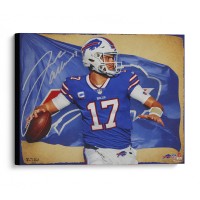 Josh Allen Buffalo Bills Autographed Fanatics Authentic Stretched 20 x 24 Canvas Giclee Print - Art and Signed by Brian Konnick - Limited Edition of 17