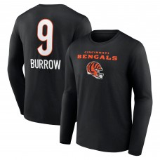 Cincinnati Bengals Joe Burrow Black Team Wordmark Long Sleeve T-Shirt