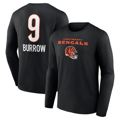 Cincinnati Bengals Joe Burrow Black Team Wordmark Long Sleeve T-Shirt