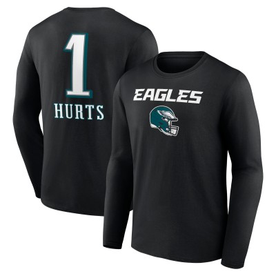 Футболка с длинным рукавом Jalen Hurts Philadelphia Eagles Team Wordmark - Black