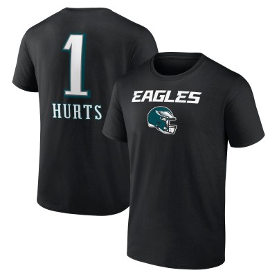 Футболка Jalen Hurts Philadelphia Eagles Team Wordmark Name & Number - Black