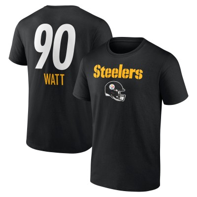 Футболка Pittsburgh Steelers T.J. Watt Black Team Wordmark Name & Number