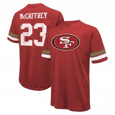 Футболка Christian McCaffrey San Francisco 49ers Majestic Threads Name & Number Oversize Fit - Scarlet
