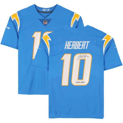 Justin Herbert Los Angeles Chargers Autographed Fanatics Authentic Powder Blue Nike Limited Jersey with 2020 OROY Inscription