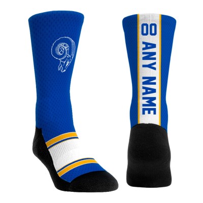 Los Angeles Rams Rock Em Socks Unisex Throwback Jersey Custom Crew Socks - Royal