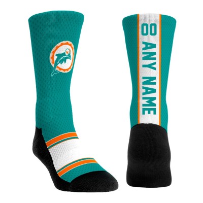 Именные носки Miami Dolphins Rock Em Socks Unisex Throwback Jersey - Aqua