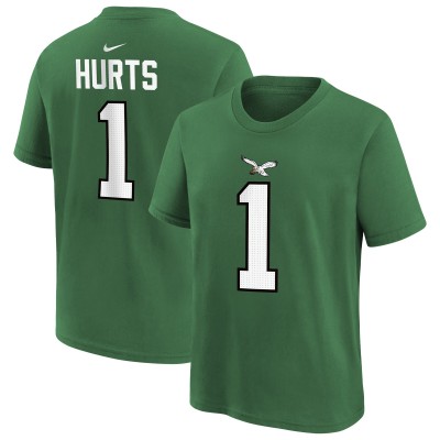 Дошкольникам Philadelphia Eagles Jalen Hurts Nike Kelly Green Player Name & Number T-Shirt
