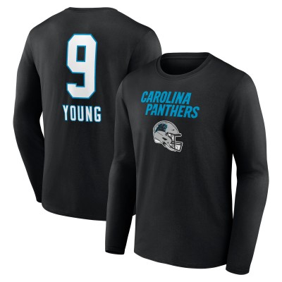 Футболка с длинным рукавом Carolina Panthers Bryce Young Black Team Wordmark Name & Number