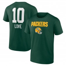 Футболка Green Bay Packers Jordan Love Green Team Wordmark Name & Number