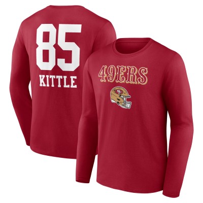 Футболка с длинным рукавом George Kittle San Francisco 49ers Team Wordmark Name & Number - Scarlet