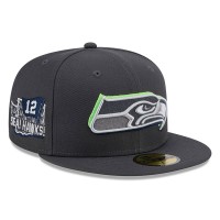 Бейсболка Seattle Seahawks New Era Official 2024 NFL Draft On Stage 59FIFTY - Graphite