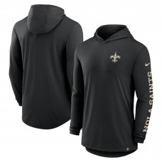 Футболка с длинным рукавом с капюшоном New Orleans Saints Nike Black Blitz Tri-Blend Performance