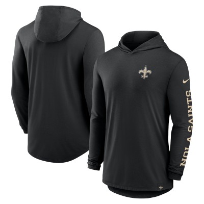 Футболка с длинным рукавом с капюшоном New Orleans Saints Nike Black Blitz Tri-Blend Performance