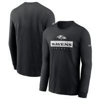 Футболка с длинным рукавом Baltimore Ravens Nike Black Sideline Dri-FIT