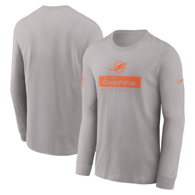 Miami Dolphins Nike Gray Sideline Dri-FIT Long Sleeve T-Shirt