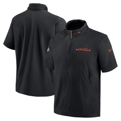 Футболка на короткой молнии Cincinnati Bengals Nike 2024 Sideline Coach - Black