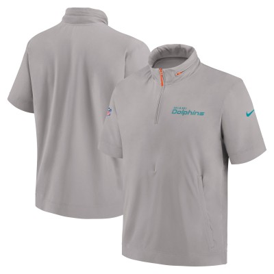 Футболка на короткой молнии Miami Dolphins Nike 2024 Sideline Coach - Gray